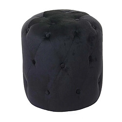 Decoshop26 Tabouret pouf capitonné 42x39cm velours noir 04_0005336