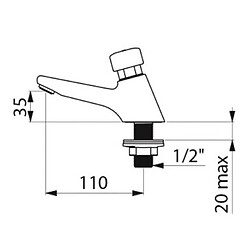 Avis robinet de lavabo tempostop - 15 x 21 - sans écrou - delabie 745100