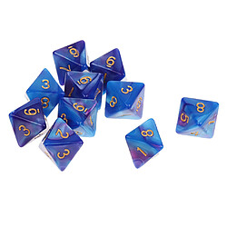 10pcs 8 sided dés d8 dés poliédrique pour les jeux de table des donjons et des dragons bleu violet pas cher