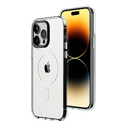 RhinoShield Coque Clear Compatible avec Magsafe pour [iPhone 15 Pro Max] Force magnétique supérieure, Haute Transparence et résiste au jaunissement. Personnalisable - Noir Contour objectifs Photo