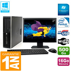 PC HP Compaq Pro 6200 SFF Ecran 27" Intel G840 16Go 500Go Graveur Wifi W7 · Occasion 