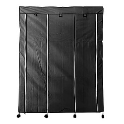 Dressing en tissu avec portes zippées et roulettes Nyana Home 170x125x45cm 6 espaces, 3 portes, 2 armoires Noir