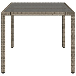 Acheter vidaXL Table de jardin dessus en verre Gris 150x90x75cm Résine tressée