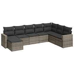 vidaXL Salon de jardin 8 pcs avec coussins gris résine tressée