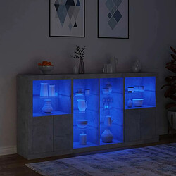 Avis vidaXL Buffet avec lumières LED gris béton 202x37x100 cm