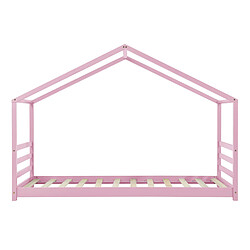 Acheter Lit Cabane Vardø avec Grille et Matelas à Mousse à Froid 90 X 200 cm Rose [en.casa]