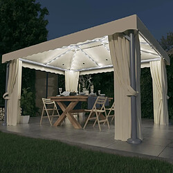 Maison Chic Tonnelle | Pergola et rideau et guirlande lumineuse LED 4x3 m Blanc crème -GKD30321