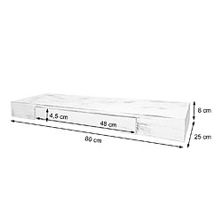 Avis Mendler Étagère murale HWC-H37, étagère suspendue, tiroir, en bois massif 8x80x25cm ~ blanc