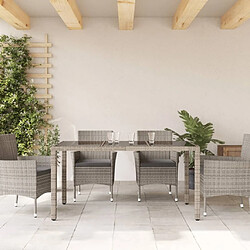 Avis Maison Chic Table de jardin | Table d'extérieur dessus en verre Gris 150x90x75cm Résine tressée -GKD41274