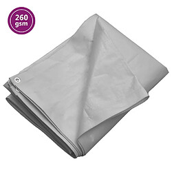 vidaXL Bâche 260 g/m² 6x8 m Gris PEHD 