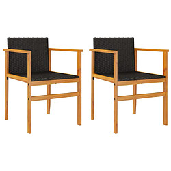 Maison Chic Lot de 2 Chaises de jardin | chaises Relax d'extérieur noir résine tressée et bois massif -GKD62441