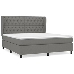 vidaXL Sommier à lattes de lit avec matelas Gris foncé 160x200cm Tissu