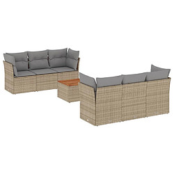 vidaXL Salon de jardin avec coussins 7 pcs beige résine tressée