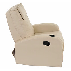 Mendler Fauteuil de télévision Durham, fauteuil relax, chaise longue, similicuir ~ crème