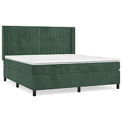 Maison Chic Lit adulte- Lit + matelas,Sommier à lattes de lit et matelas Vert foncé 180x200cm Velours -GKD19934