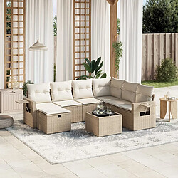 vidaXL Salon de jardin avec coussins 8 pcs beige résine tressée 