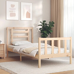 Maison Chic Cadre/structure de lit avec tête de lit pour adulte - Lit Moderne Chambre 90x200 cm bois massif -MN63328