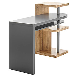 Avis Pegane Bureau d'ordinateur pivotant coloris gris et chêne - Longueur 145 x Hauteur 94 x Profondeur 50 cm