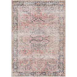 Surya ELENA - Tapis lavable en machine, Corail, Bleu et Blé – 160x213cm