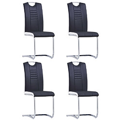 vidaXL Chaises à manger cantilever lot de 4 noir similicuir