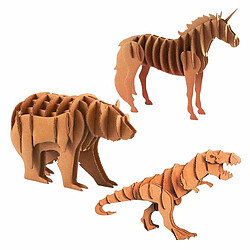 Graines Creatives 3 maquettes à monter en carton - tyrannosaure, licorne, ours 