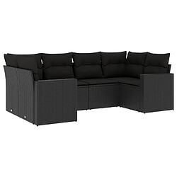 vidaXL Salon de jardin 6 pcs avec coussins noir résine tressée