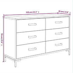 vidaXL Buffet Noir 110x35x70 cm Bois de pin massif pas cher