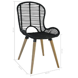 Decoshop26 Lot de 4 chaises de salle à manger cuisine noir Rotin naturel CDS021792 pas cher