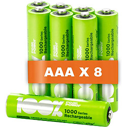 Piles Rechargeables AAA - Lot de 8 Piles | 100% PeakPower | Batteries AAA LR3 Rechargeables 1.2v Minh 800 mAh | Pré-Chargées 