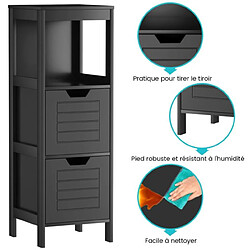 Helloshop26 Meuble de salle de bain avec 2 tiroirs et 2 etagères utilisation polyvalent pour salon chambre noir 20_0008870