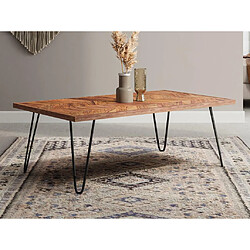 Vente-Unique Table basse en bois de sheesham et métal - Naturel et noir - CARANA