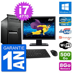 PC Tour Lenovo M93p Ecran 22" Intel i7-4770 RAM 8Go Disque 500Go Windows 10 Wifi · Occasion 