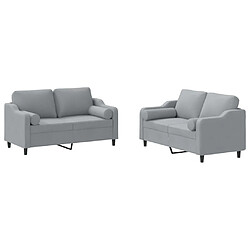 vidaXL Ensemble de canapés 2 pcs coussins gris clair tissu