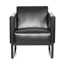 Fauteuil lounge BALI BLACK châssis noir simili cuir lisse 1 place noir hjh OFFICE 