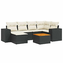 Maison Chic Ensemble Tables et chaises d'extérieur 7pcs avec coussins,Salon de jardin noir résine tressée -GKD703564