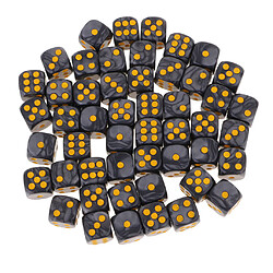 50piece / set d6 round corner dice 16mm pour jeu de rôle jouer jouet noir