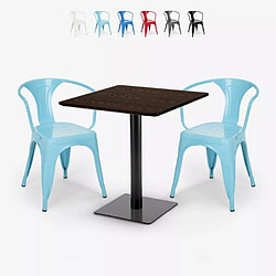 Ahd Amazing Home Design ensemble 2 chaises style et table horeca 70x70cm bar restaurants starter - Turquoise