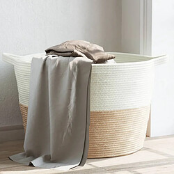 vidaXL Panier à linge beige et blanc Ø60x36 cm coton 