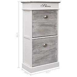 vidaXL Armoire à chaussures Gris 50 x 28 x 98 cm Bois de Paulownia pas cher