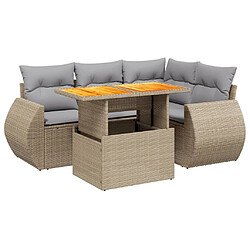 vidaXL Salon de jardin avec coussins 5 pcs beige résine tressée