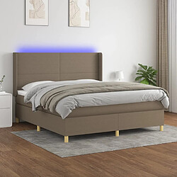 vidaXL Sommier à lattes de lit matelas et LED Taupe 160x200 cm Tissu