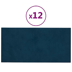 vidaXL Panneaux muraux 12 pcs Bleu 60x30 cm Velours 2,16 m²