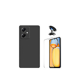 Kit de film en verre trempé de la couverture 5D + couvercle de silicone liquide + SuppOrt Magnétique Phonecare pour Xiaomi Redmi 13C 5G - le noir 