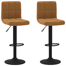 vidaXL Tabourets de bar lot de 2 marron velours