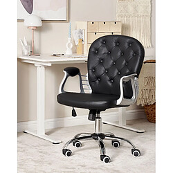 Beliani Chaise de bureau Cuir PU Noir PRINCESS