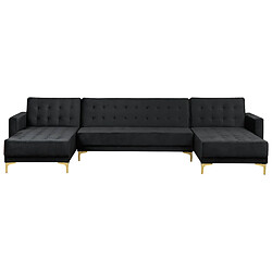 Acheter Beliani Canapé en U avec pouf ottoman ABERDEEN Noir Velours Symétrique