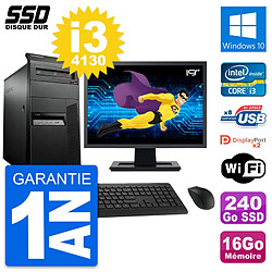 PC Tour Lenovo M93p Ecran 19" Intel i3-4130 RAM 16Go SSD 240Go Windows 10 Wifi - Occasion