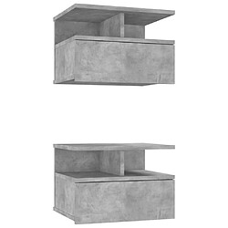 vidaXL Tables de chevet flottantes 2 pcs Gris béton Bois d'ingénierie