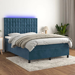 vidaXL Sommier à lattes de lit matelas et LED Bleu foncé 140x200 cm 