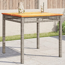 Maison Chic Table de jardin | Table d'extérieur gris 80x80x74 cm résine tressée et bois acacia -GKD80428